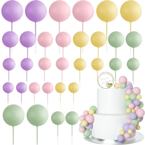 ASTARON 32 Stück Tortendeko Kugeln Cake Topper, Mini-Ballons Tortenaufleger für Hochzeit Party Babyparty Geburtstag Torte Dekorieren(Bunt) von ASTARON