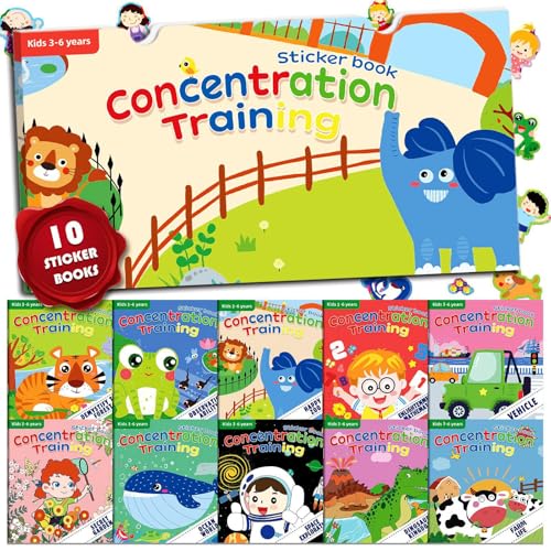 ASTARON 5 Pack Aktivität Sticker Buch für Kinder 2-6, Kleinkind Sticker Activity Book, Konzentrationstraining Sticker Spiel, Reisen Aufkleber und Pädagogisches Sensorisches Lernspielzeug von ASTARON