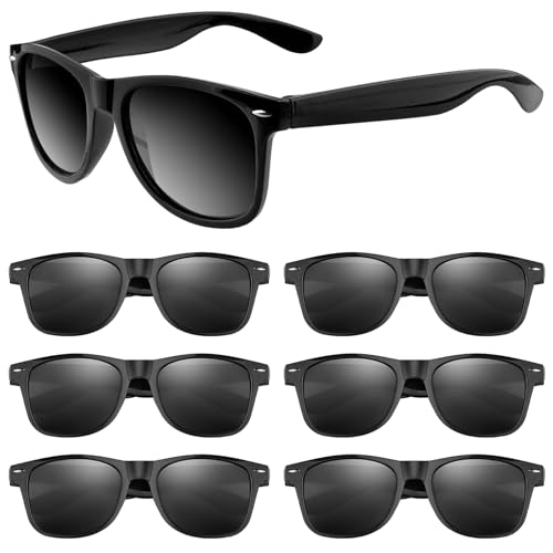 ASTARON Retro Vintage Sonnenbrille Bulk, 6 Pack polarisiert Günstige Neon Sonnenbrillen Bulk für Frauen und Männer (Schwarz) von ASTARON