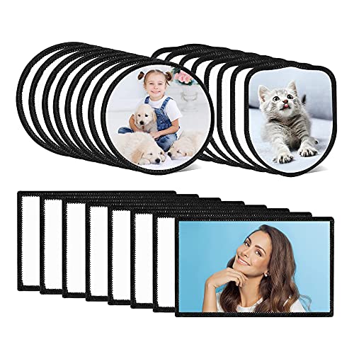 24 Stück Sublimation Patch Blanko Flicken Patches zum Aufbügeln, Sublimationsflicken Rahmen Sublimation Reparatur Sticker für DIY Handwerk, Kappen, Rucksäcke, Uniformen (3 Formen) von ASTER