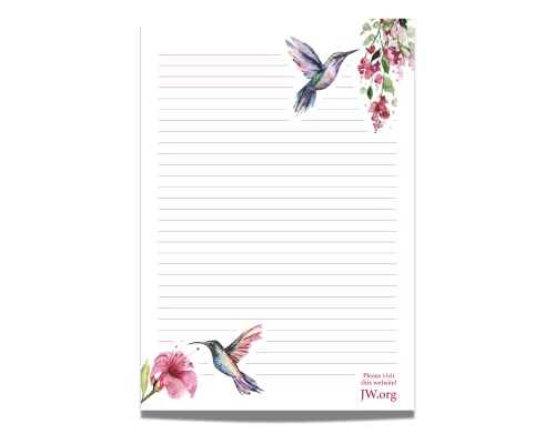 JW Briefpapier, A4-Format, liniert, Geschenk-Notizblock, Schreibbögen (Kolibri) von ASVP Shop