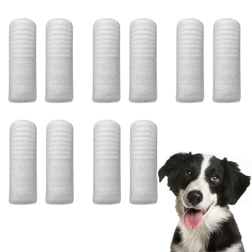 ASYKNM 10 Stück Hundezahnbürste Fingerling, Fingerzahnbürste für Hunde, Pet Finger Zahnbürste gegen Plaque bei Nagetieren, Effektive und hygienische Zahnbürste aus Strickstoff für Haustiere. von ASYKNM