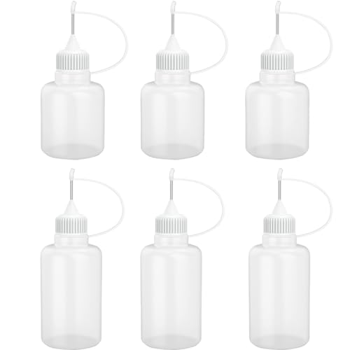 ASYKNM 6 Stücke Dosierflasche, Nadelflasche, Quetschflasche Klein, Spritzflasche, Plastikflasche, Leimflasche Leer, Kleine Plastikflaschen Zum BefüLlen, Mit Nadelspitze, 5ml/10ml von ASYKNM