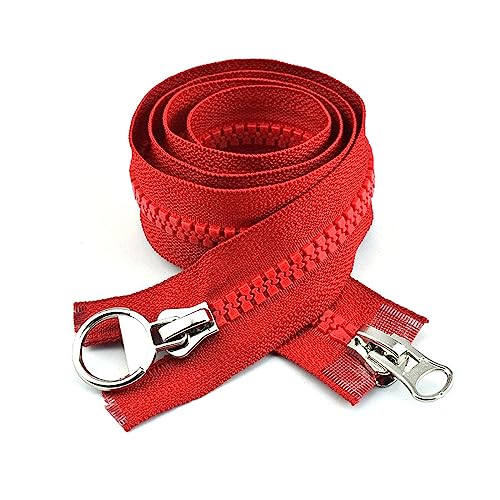 ASZHQUXIUAS 1pc 8# Harz Reißverschlüsse Offene Reißverschluss DIY Nähen Jacke Mantel Zipper Zelt Schneider Nähen Zubehör(Red,70cm) von ASZHQUXIUAS