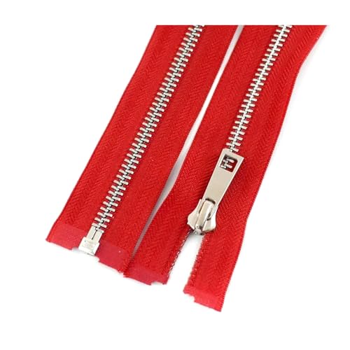 ASZHQUXIUAS 2 Stück 5# Metall-Reißverschlüsse, offener Reißverschluss, Mantel, Jacke, Ersatz for Reißverschlüsse, Nähzubehör(Red,40cm) von ASZHQUXIUAS