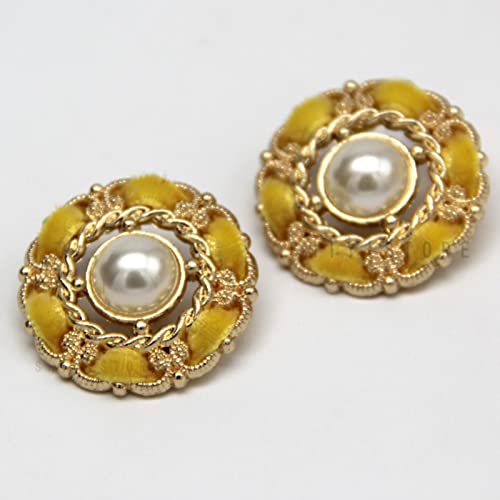 ASZHQUXIUAS 6 Stück 25 mm große Vintage-Luxus-Mantelperle for Damen for Nähen von Retro-Anzugkleidern, handgefertigtes DIY-Bastelhandwerk, schwarz, 25 mm(Yellow) von ASZHQUXIUAS