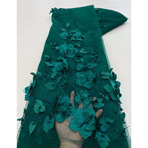 ASZHQUXIUAS Tüllstoffrolle 2 Yards Blumenapplikation Perlen Spitzenstoff Breites Netz Tüll Nähen Rock Kleid Brautschleier Startseite Vorhang Dekor DIY Handwerk(Dark Green) von ASZHQUXIUAS