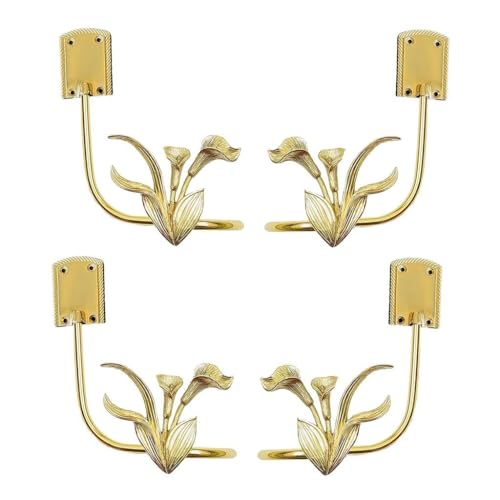 ASumPio Vorhanghaken Messing Vorhang Raffhalter Vorhanghalter Gardinenhaken Lilienskulptur Dekorative Vorhanghaken Für Vorhänge,Set of 4 von ASumPio