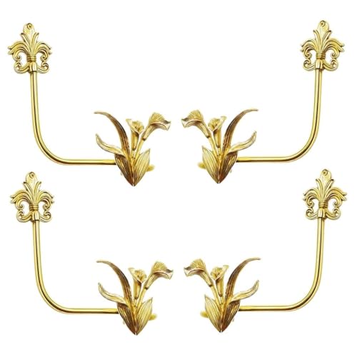 ASumPio Vorhanghaken Messing Vorhang Raffhalter Vorhanghalter Lilienskulptur Dekorative Gardinenhaken,Set of 4 von ASumPio