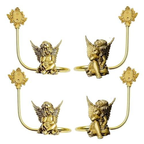 ASumPio Vorhanghaken Messing Vorhang Raffhalter Vorhanghalter Niedliche Kleine Engelsstatue Vorhanghaken Wandhaken Für Vorhänge,Set of 4 von ASumPio