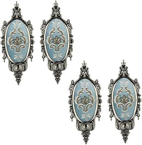 ASumPio Vorhanghalter, Vorhanghalter Aus Metall, Handgestickte Und Mit Perlen Verzierte Dekorative Vorhanghalter, An Der Wand Montierte Vorhanghaken,Set of 4-Light Blue von ASumPio