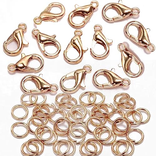 ATB-Foger 100 Stück 304 Goldener Karabiner Verschluss und Öffnen Sprung Ringe Hummer Greifer für Verschluss DIY Verschlüsse Halskette Schmuck Zubehör (7x12mm) von ATB-Foger