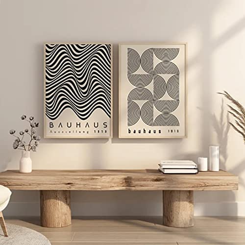 ATHFIN Boho Bauhaus Kunstwerk Poster Mid Century Modern Wandkunst Leinwand Gemälde Retro Druck Bild Wohnzimmer Inneneinrichtung 40 x 60 cm x 2 Rahmenlos von ATHFIN