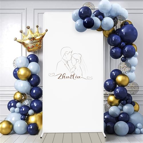 Metall Hochzeitsbogen mit Hintergrund Abdeckung, 1M x 2M Rechteckiger Ballonbogenständer-Set für Geburtstag Hochzeit Party-Dekoration Ballonbogen Luftballon Bogen Kit (Mit Weiß Hintergrundbezug) von ATIVLB