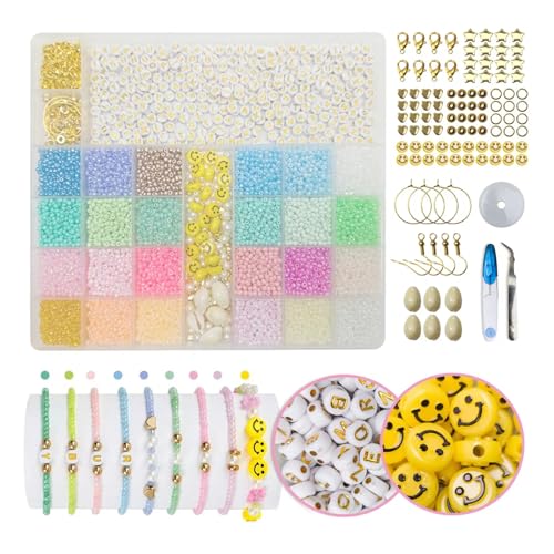 12000 Stück 3mm 24 Bunte Mini Glasperlen, Perlen zum Auffädeln, DIY Armband Halsketten Schmuck Beads, Selber Machen Glasperle Set, für Ringen Halsketten Geschenk von ATJTYSX