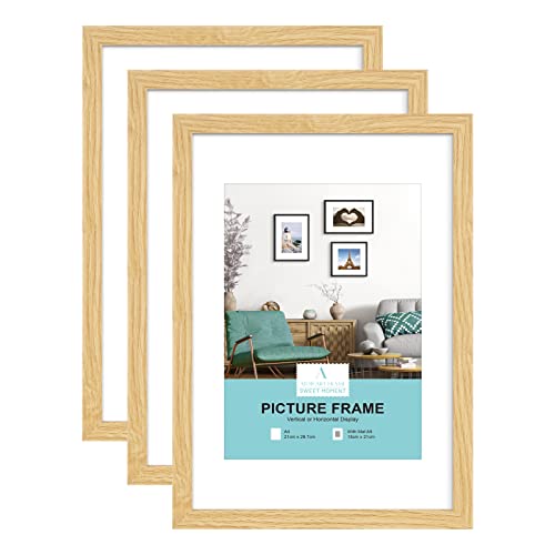 ATOBART A4 Zertifikat Bilderrahmen,Helles Holz Fotorahmen mit Passepartout für A5 Druck,Posterrahmen mit Kunststoffglas für Wandmontage Display,21x30 cm,Set von 3 ATOBART A4 Zertifikat Bilderrahmen,Helles Holz Fotorahmen mit Passepartout für A5 Druck,Posterrahmen mit Kunststoffglas für Wandmontage Display,21x30 cm,Set von 3 von ATOBART
