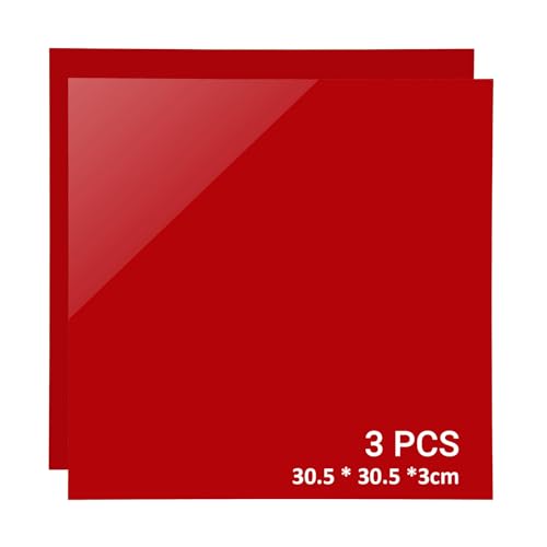 ATOMSTACK 3 Stück Acrylglas Platten 3mm für laser graviermaschine, undurchsichtige Acrylplatten für Basteln von Schildern, DIY Crafts, Acrylplatten zum Laserschneiden Lasergravur, 30,5 x 30,5 cm, Rot von ATOMSTACK