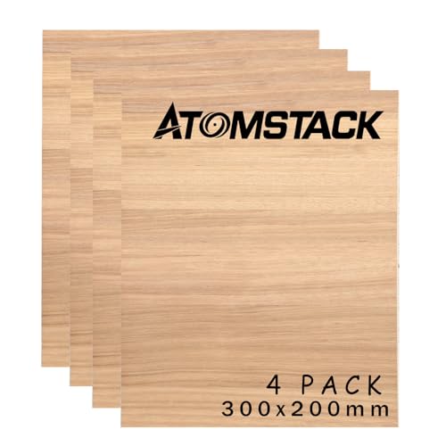 ATOMSTACK 4 Stück Gelbes Palisander Sperrholz 1/8" 300 * 200mm Unbearbeitetes Holz für Lasergravur CNC Schneiden CNC Schnitt Bemalung DIY Basteln von ATOMSTACK