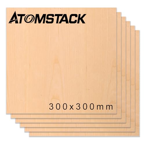 ATOMSTACK 6 Stück 30 * 30cm Ausgesuchtes und geprüftes Kirschbaumsperrholz CNC-geschnitten lackiert, DIY-Verfahren lasergeschnitten und graviert von ATOMSTACK