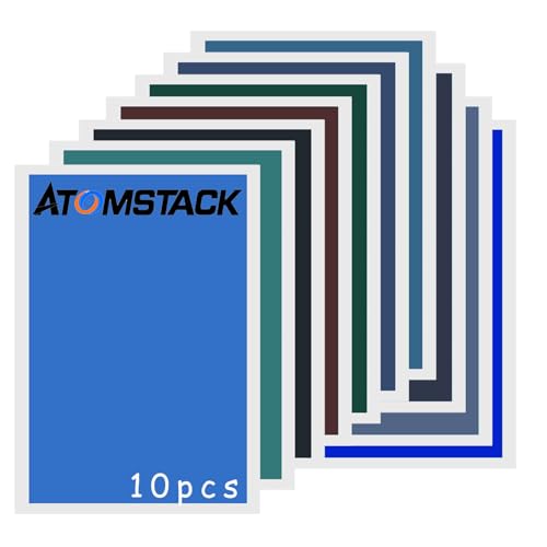 ATOMSTACK Lasergravur- und Markierungspapier, 10 PCS Markierungspapier, 27 * 39cm Lasergravurpapier für Glasfasermarkierung und -gravur, Lasergravur auf Metall, Keramik, Glas in 10 Farben von ATOMSTACK