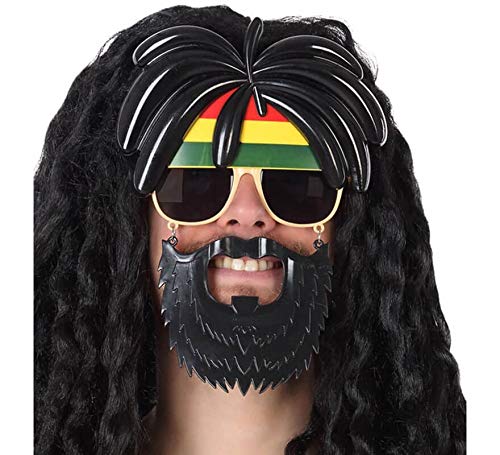 Atosa 62906 Jamaikanische Brille mit Rastas und Bart, Unisex, Erwachsene, bunt, Universal Adulto von ATOSA