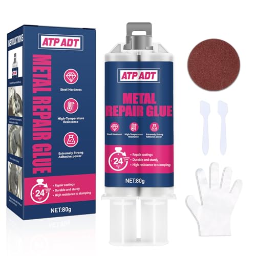 Metall-Reparatur-Epoxid-Kleber, 80g Metallkleber extra stark, Geeignet für die Reparatur von Oberflächenrissen und -ausbrüchen in Metall, Edelstahl, Kunststoff, Holz, Keramik usw von ATP ADT