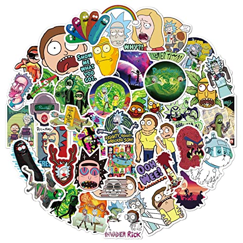 100 Rick and Morty Aufkleber ATVOYO-Kids Aufkleber Dekorieren Zimmer Aufkleber für Koffer Snowboards und glänzende Oberfläche Rick and Morty Cartoon Aufkleber für Erwachsene und Kinder von ATVOYO