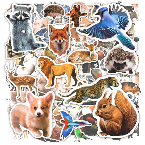 AUAUY 100 Stück Aufkleber, Tiere Aufkleber, Verschiedene Muster Sticker, Wasserdichte Vinyl Aufkleber für Erwachsene Kinder, Ästhetische Aufkleber für Wasserflasche Laptop Scrapbook Tagebuch von AUAUY