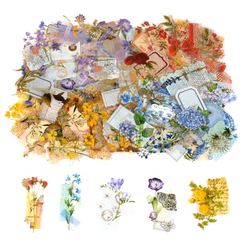 AUAUY 120 Stück Transparente Scrapbooking Aufkleber, PET Blumen Aufkleber Pflanzen Sticker, Flower Stickers, Blumenaufkleber für Scrapbook Fotoalbum Sammelalbum Laptops Handwerk von AUAUY