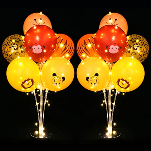 AUAUY 2 Stück Tisch Ballon Stand Kit, Wiederverwendbar Ballonständer, Luftballons Ständer Halter mit 16 Ballon und 2 Lichtern für Geburtstag Partydekorationen, Hochzeitsdekorationen, Feste und Partys von AUAUY