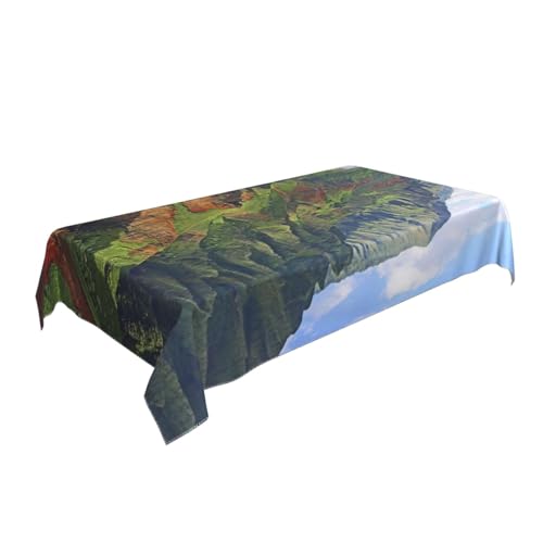 AUBKFELD Kauai Hawaii Tischdecke mit Meeresküstenmotiv, rechteckig, 140 x 90 cm, Urlaubstischdecke, Stoff-Tischdecke, dekorativ für Picknick, Küche, Esszimmer, Party von AUBKFELD