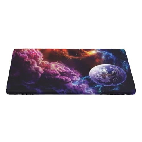 AUBKFELD Planet bedruckte Tischdecke, 122 x 76 cm, rechteckige Tischdecke, Stoff-Tischdecke mit elastischem Rand, für Urlaub, Picknick, Küche, Esszimmer, Party von AUBKFELD