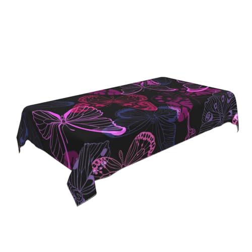 AUBKFELD Rechteckige Tischdecke, Motiv: rosa Schmetterlinge, 140 x 90 cm, Urlaubstischdecke, Stoff-Tischdecke, dekorativ für Picknick, Küche, Esszimmer, Party von AUBKFELD