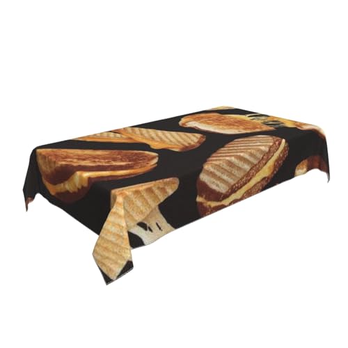 AUBKFELD Rechteckige Tischdecke mit Käsesandwiches-Motiv, bedruckt, 140 x 90 cm, Urlaubstischdecke, Stoff-Tischdecke, dekorativ für Picknick, Küche, Esszimmer, Party von AUBKFELD