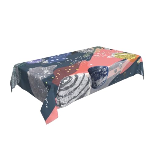 AUBKFELD Rechteckige Tischdecke mit Planetenmotiv, 140 x 90 cm, Urlaubstischdecke, Stoff-Tischdecke, dekorativ für Picknick, Küche, Esszimmer, Party von AUBKFELD