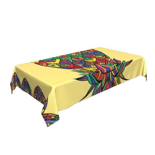 AUBKFELD Rechteckige Tischdecke mit Regenbogen-Ananas-Druck, 140 x 90 cm, Urlaubstischdecke, Stoff-Tischdecke, dekorativ für Picknick, Küche, Esszimmer, Party von AUBKFELD