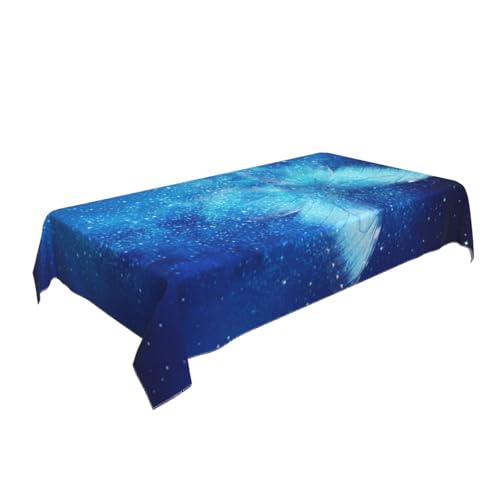 AUBKFELD Rechteckige Tischdecke mit blauem Sternenhaft, Galaxie, bedruckt, 140 x 90 cm, Urlaubstischdecke, Stoff-Tischdecke, dekorativ für Picknick, Küche, Esszimmer, Party von AUBKFELD