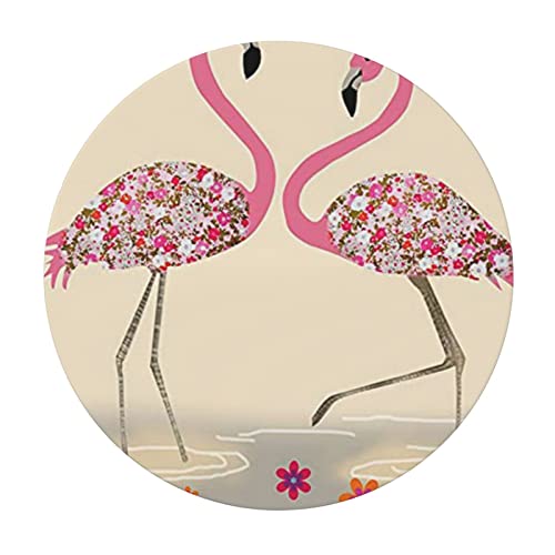 AUBKFELD Runde Tischdecke mit Flamingo- und Blumenmotiv, elastischer Rand, Stoff-Tischdecke, runde Abdeckung für Urlaub, Picknick, Küche, Esszimmer, Party, S (122 cm Durchmesser) von AUBKFELD