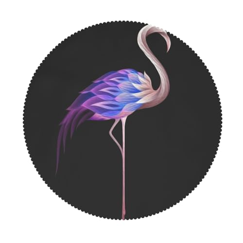 AUBKFELD Runde Tischdecke mit abstraktem Flamingo-Druck, mit Spitzenrand, 152 cm Durchmesser, Polyester, wasserabweisend, Tischdecke, runde Abdeckung für Picknick, Küche, Esszimmer, Urlaub, Party von AUBKFELD