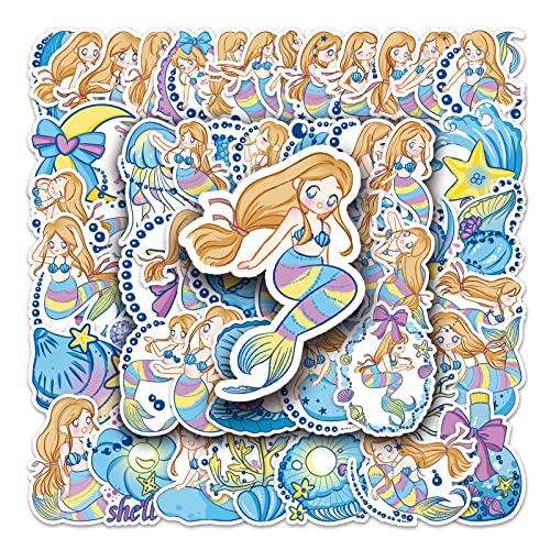 AUCEKO 50 Stück Meerjungfrau Aufkleber Pack Mermaid Sticker Set wasserdichte Vinyl Sticker für Laptop Kinder Autos Motorrad Fahrrad Skateboard Gepäck Koffer Computer Aufkleber Graffiti Decal von AUCEKO