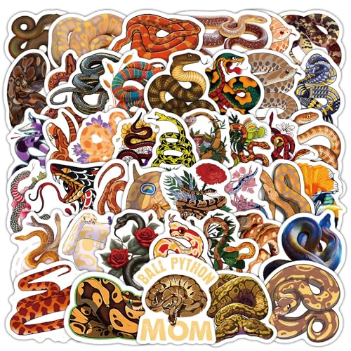 50 Stück Schlange Aufkleber Pack Snake Sticker Set wasserdichte Vinyl Sticker für Laptop Kinder Autos Motorrad Fahrrad Skateboard Gepäck Koffer Computer Aufkleber Graffiti Decal von AUCEKO