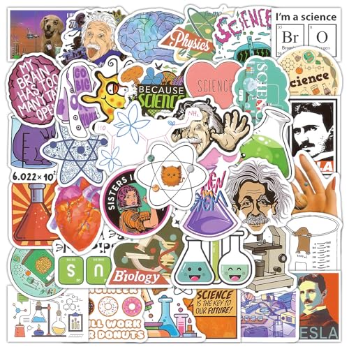 50 Stück Student Wissenschaftlich Labor Aufkleber Pack Physik Sticker Set wasserdichte Vinyl Sticker für Laptop Kinder Autos Motorrad Fahrrad Skateboard Gepäck Koffer Computer Aufkleber Graffiti Decal von AUCEKO