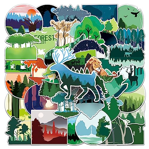 AUCEKO 50 Stück Wälder Aufkleber Pack Green Forest Sticker Set wasserdichte Vinyl Sticker für Laptop Kinder Autos Motorrad Fahrrad Skateboard Gepäck Koffer Computer Aufkleber Graffiti Decal von AUCEKO