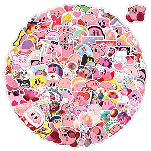 AUCEKO 100 Stück Aufkleber Pack Kirby Games Sticker Set wasserdichte Vinyl Sticker für Laptop Kinder Autos Motorrad Fahrrad Skateboard Gepäck Koffer Computer Cartoon Aufkleber Graffiti Decal von AUCEKO