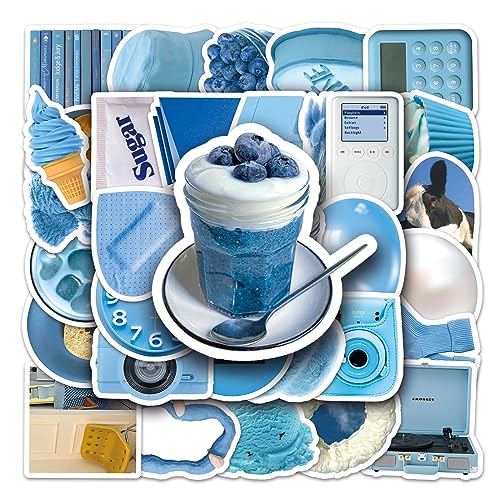 AUCEKO 50 Stück Blau Aufkleber Pack Cartoon Sticker Set wasserdichte Vinyl Sticker für Laptop Kinder Autos Motorrad Fahrrad Skateboard Gepäck Koffer Computer Aufkleber Graffiti Decal von AUCEKO