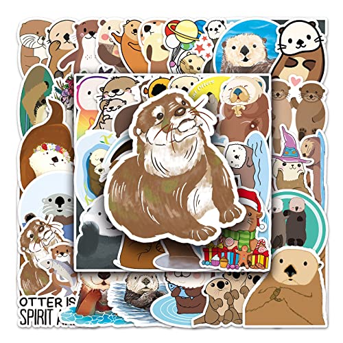 AUCEKO 50 Stück Eurasian River Otter Aufkleber Pack Otter Sticker Set wasserdichte Vinyl Sticker für Laptop Kinder Autos Motorrad Fahrrad Skateboard Gepäck Koffer Computer Aufkleber Graffiti Decal von AUCEKO