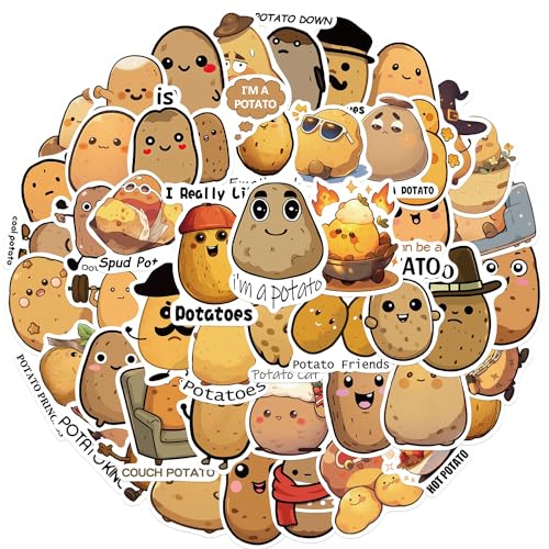 AUCEKO 50 Stück Lustige Kartoffeln Aufkleber Pack Potatoes Sticker Set wasserdichte Vinyl Sticker für Laptop Kinder Autos Motorrad Fahrrad Skateboard Gepäck Koffer Computer Aufkleber Graffiti Decal von AUCEKO