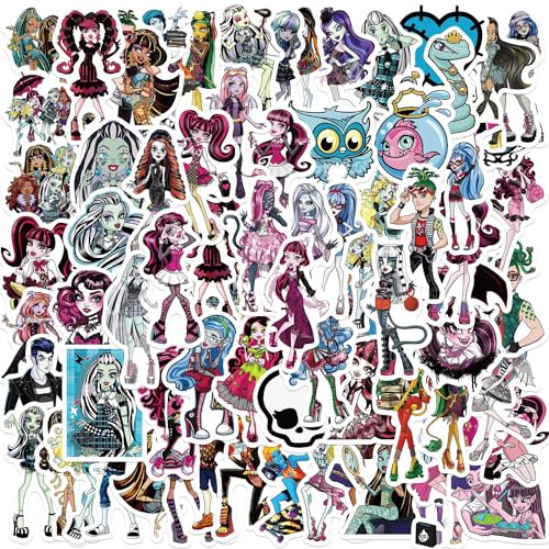 AUCEKO 70 Stück Monster High Aufkleber Pack Monster High Sticker Set wasserdichte Vinyl Sticker für Laptop Kinder Autos Motorrad Fahrrad Skateboard Gepäck Koffer Computer Aufkleber Graffiti Decal von AUCEKO