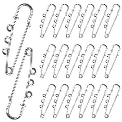 AUEAR, 20 Stück 5,1 cm große Sicherheitsnadeln Metall Brosche mit 3 Schlaufen Pins Brosche für DIY Kleidung Röcke Strickhandwerk von AUEAR