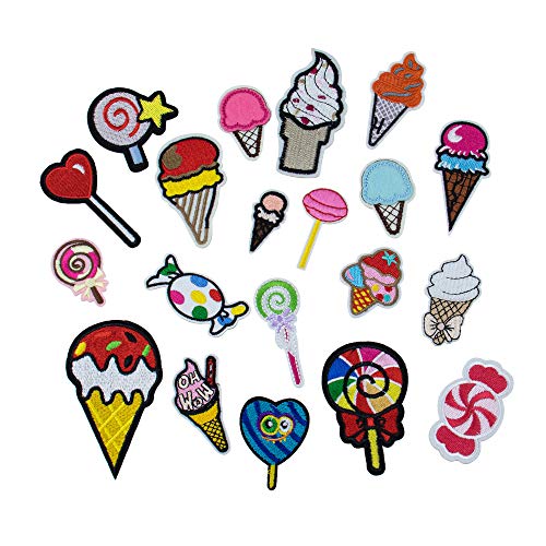 AUEAR, 20 Stück Candy Patches Eiscreme Patch Lutscher Bügelbild bestickte Applikationen von AUEAR